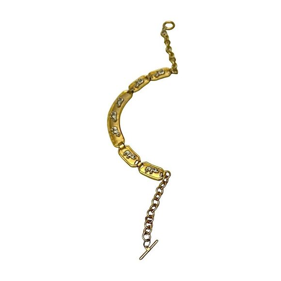 Elephant Necklace/Pewter Silver Tone Elephant Matte Gold Tone Panels - Picture 3 of 5